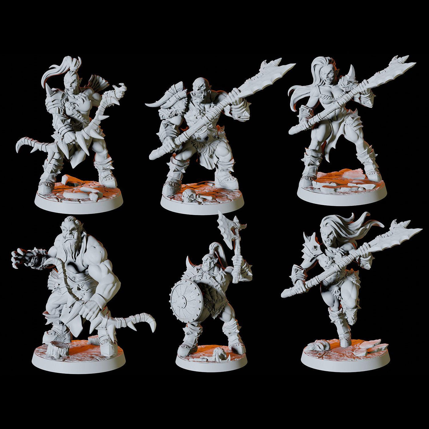 Orc Army - Six Soldiers Miniature for Dungeons and Dragons, Pathfinder or other TTRPGs
