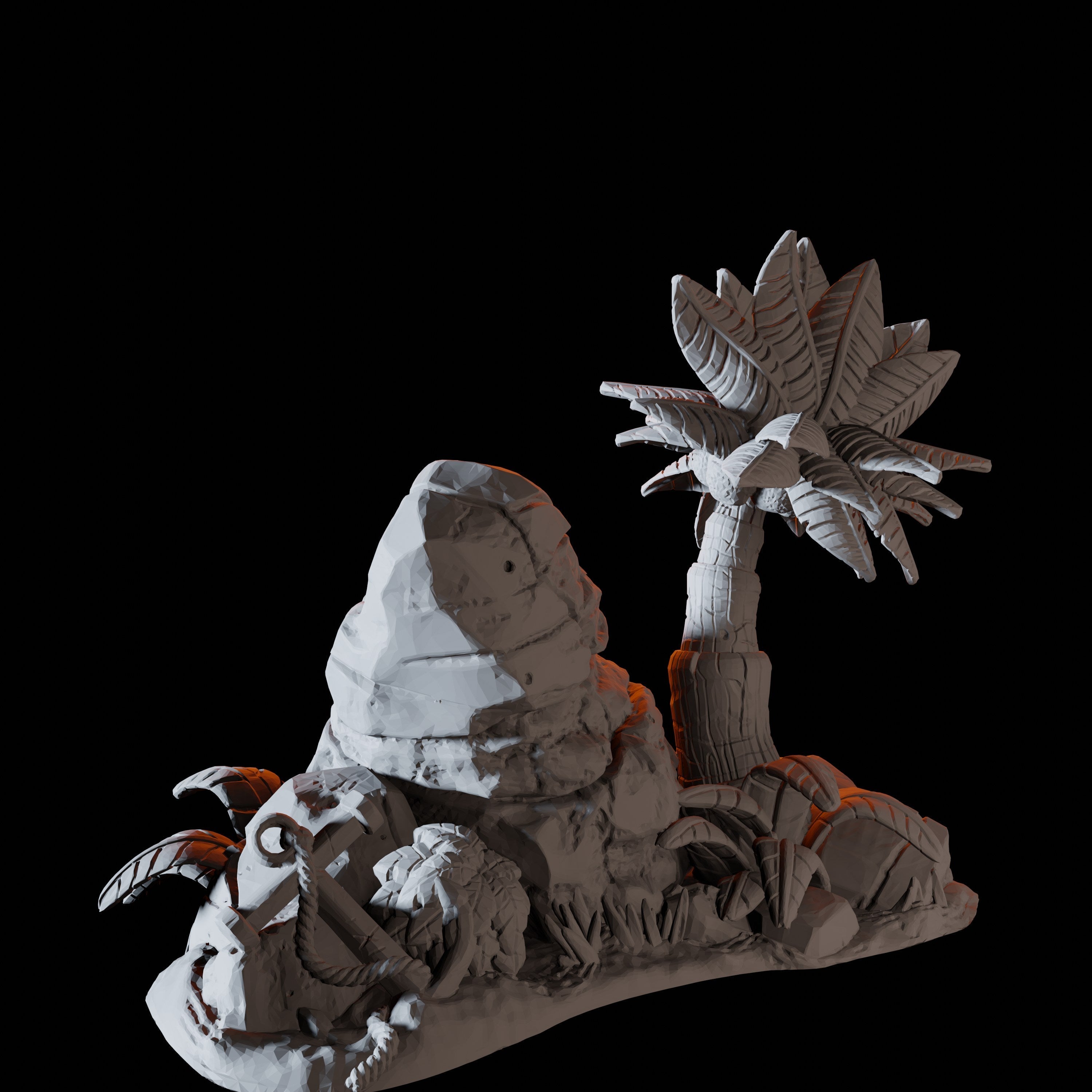Palm Tree and Anchor - Coastal Terrain Miniature for Dungeons and Dragons - Myth Forged