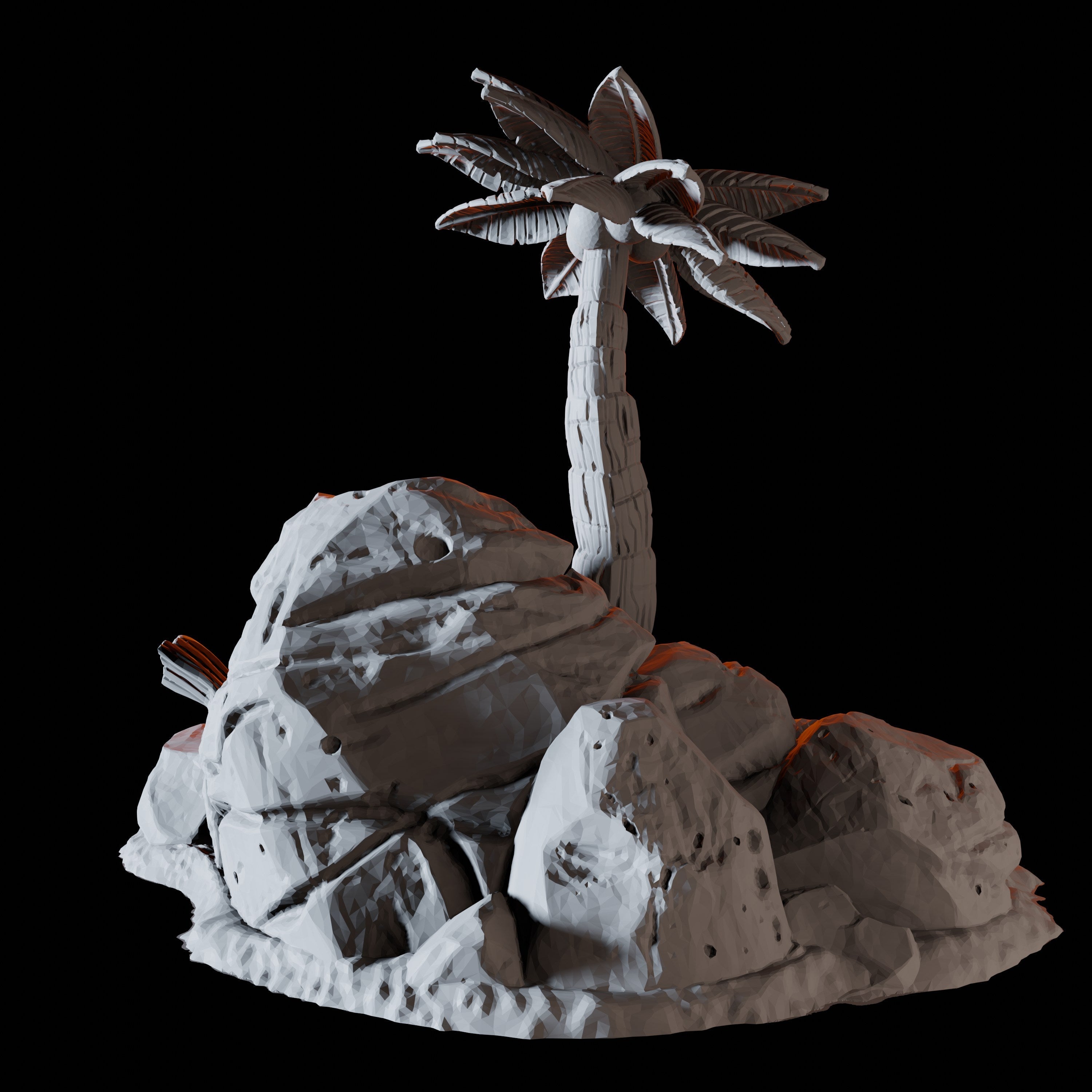 Palm Tree and Rocks - Coastal Terrain Miniature for Dungeons and Dragons - Myth Forged