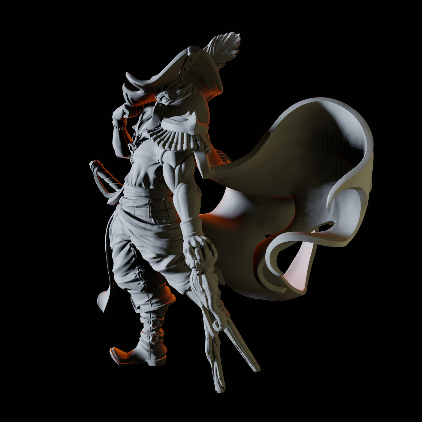 Pirate Captain Miniature for Dungeons and Dragons, Pathfinder or other TTRPGs