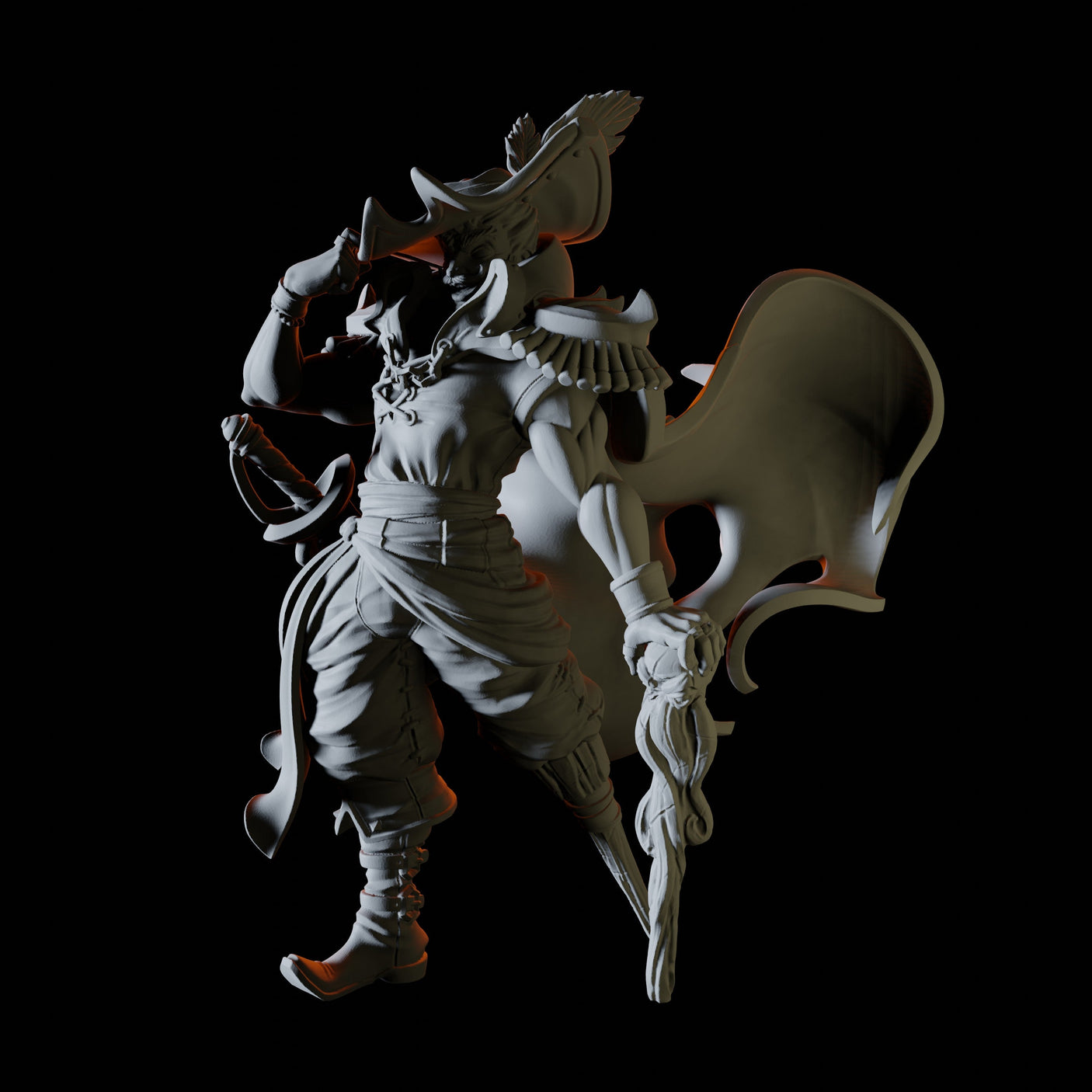 Pirate Captain Miniature for Dungeons and Dragons, Pathfinder or other TTRPGs