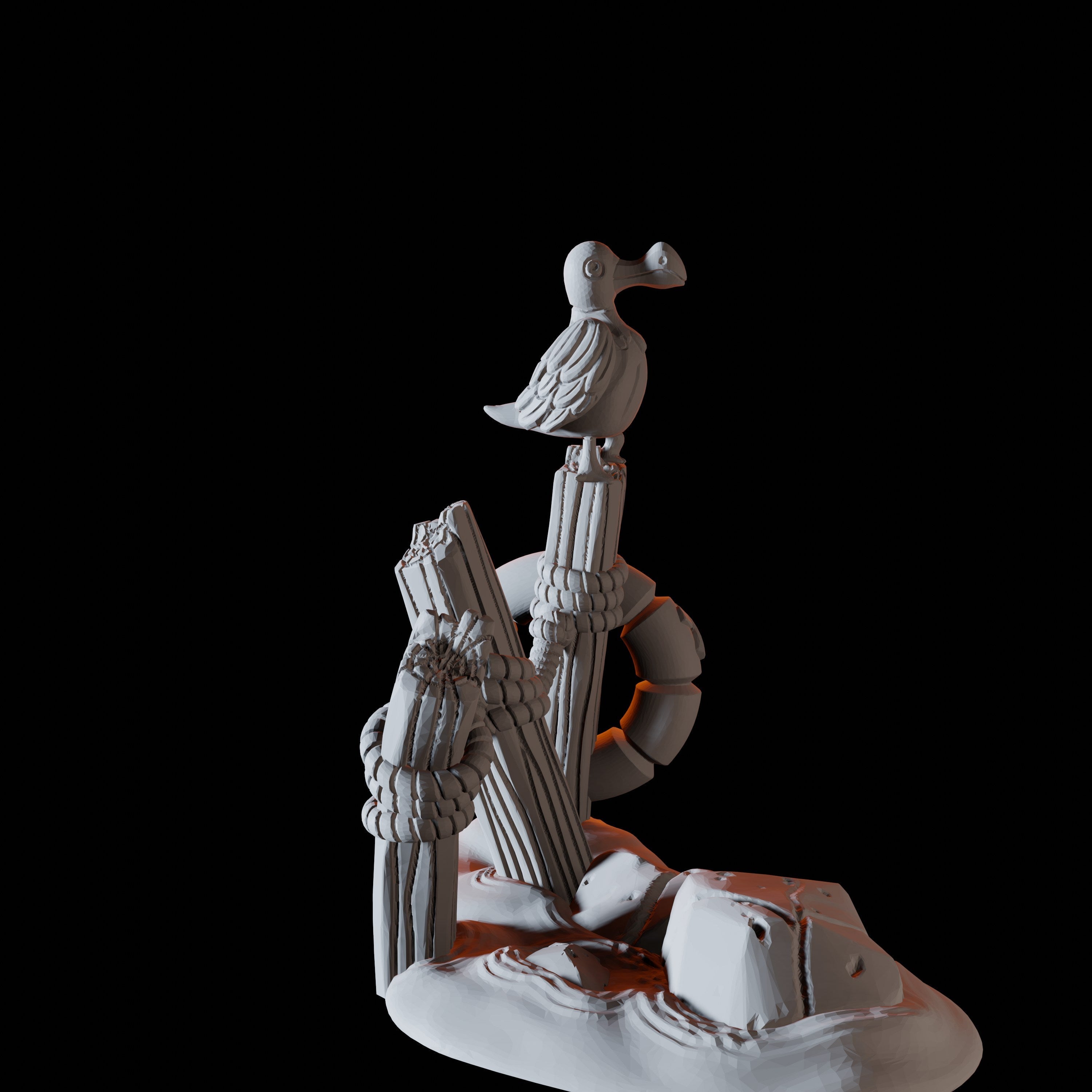 Seagull on Post - Coastal Terrain Miniature for Dungeons and Dragons - Myth Forged
