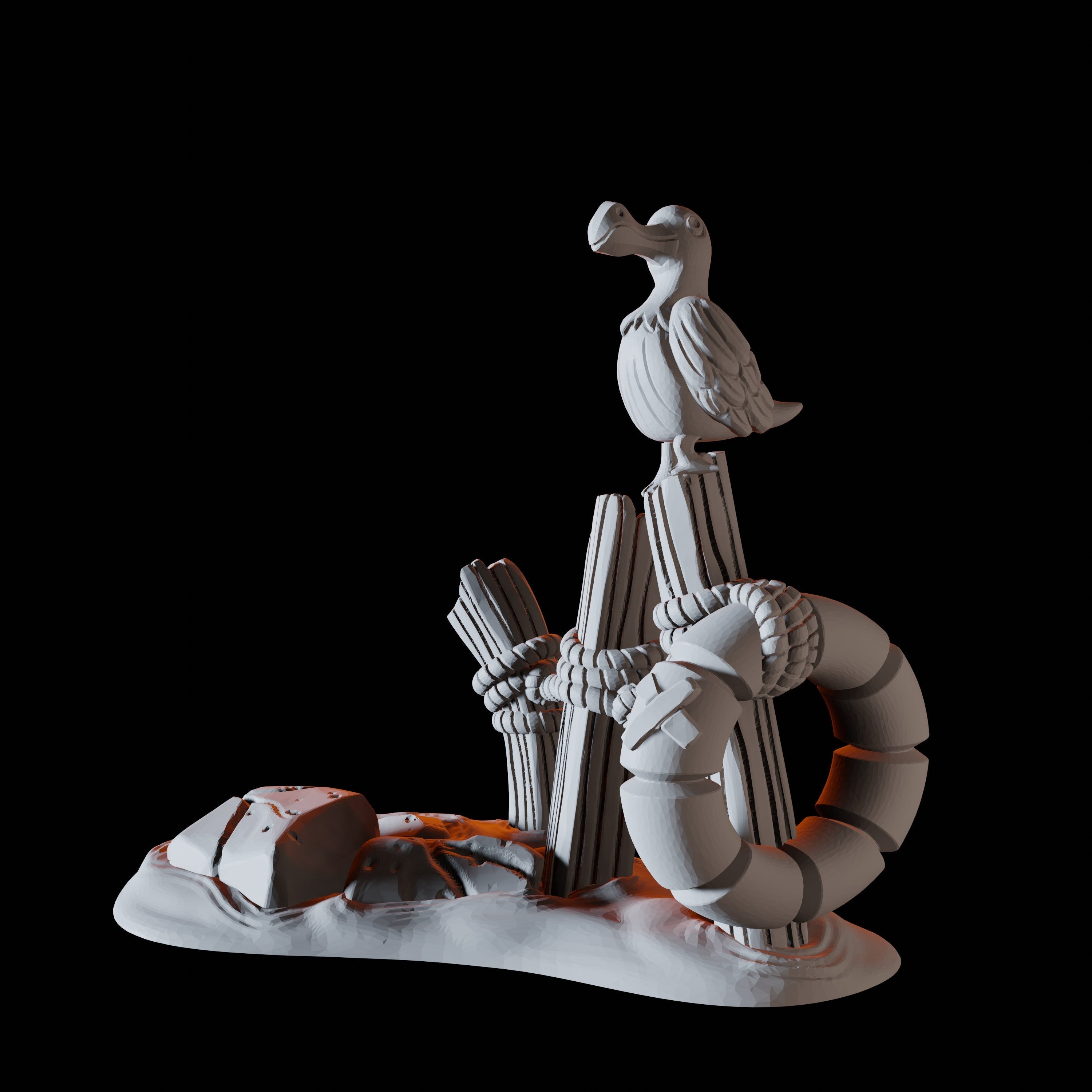 Seagull on Post - Coastal Terrain Miniature for Dungeons and Dragons - Myth Forged