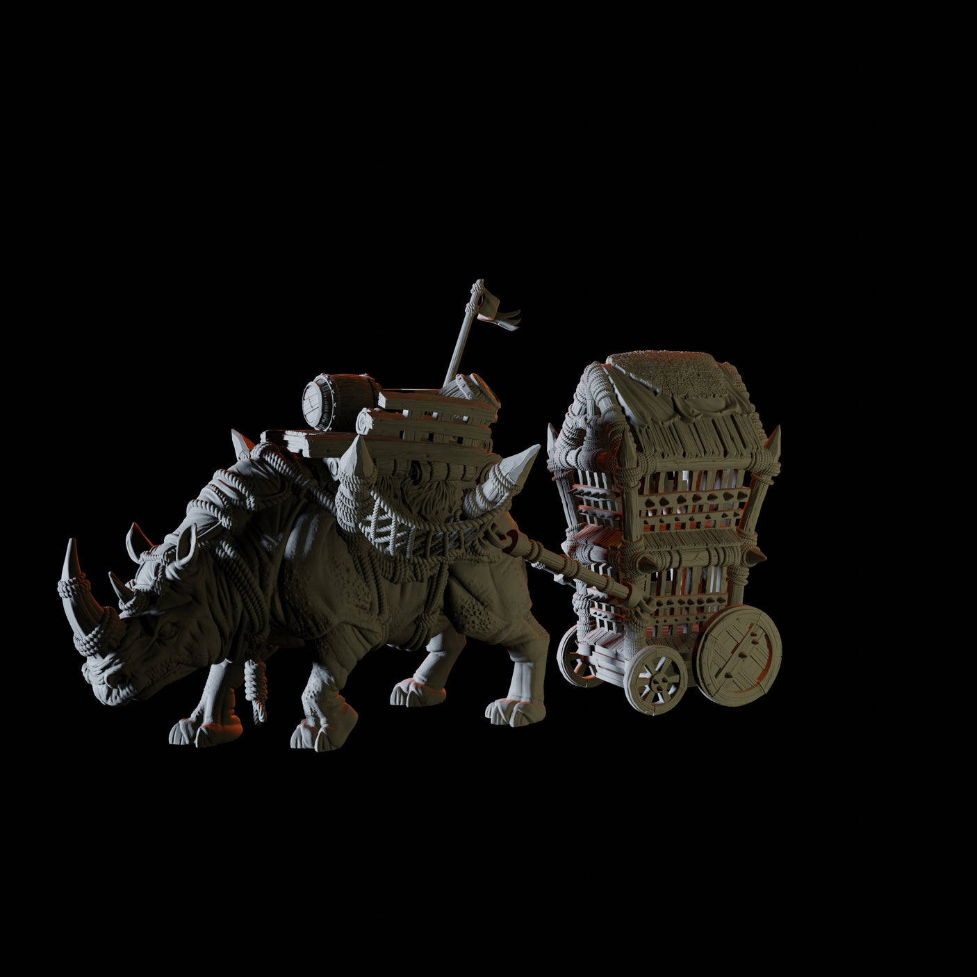 Rhino Caravan Miniature for Dungeons and Dragons, Pathfinder or other TTRPGs