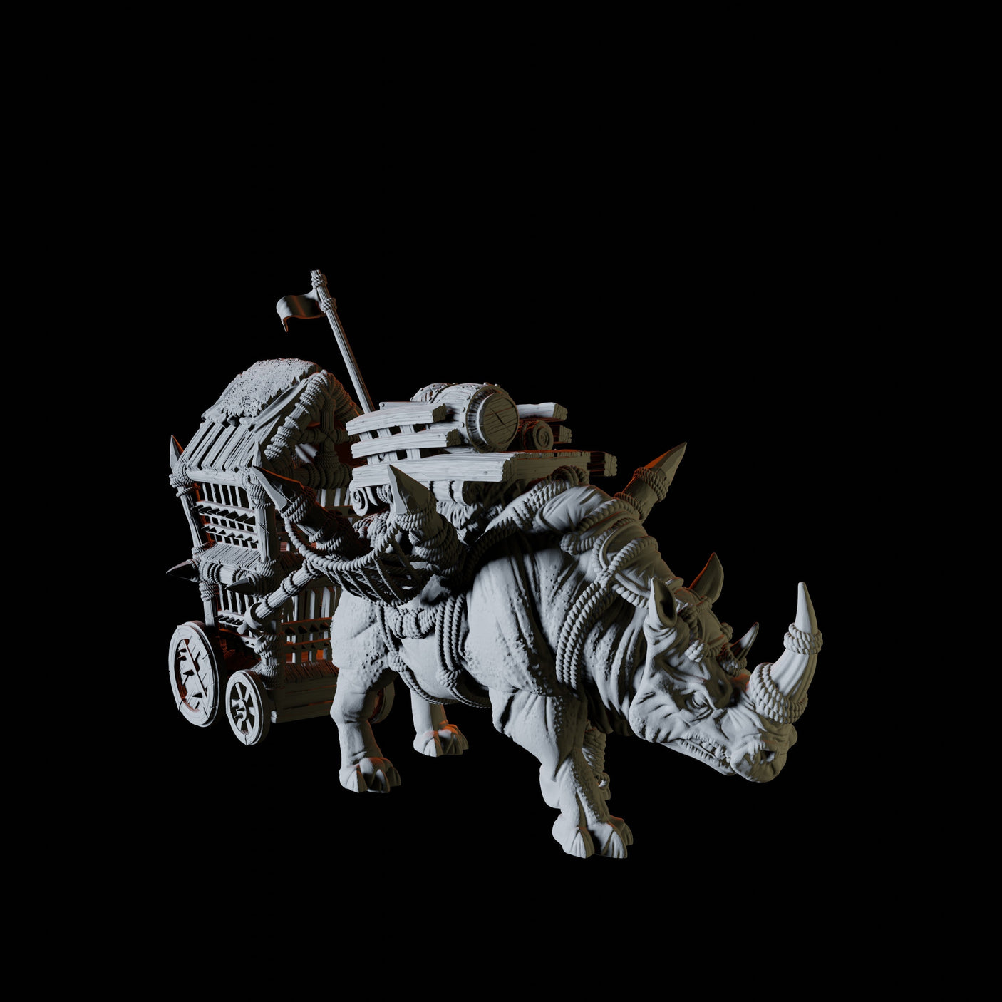 Rhino Caravan Miniature for Dungeons and Dragons, Pathfinder or other TTRPGs