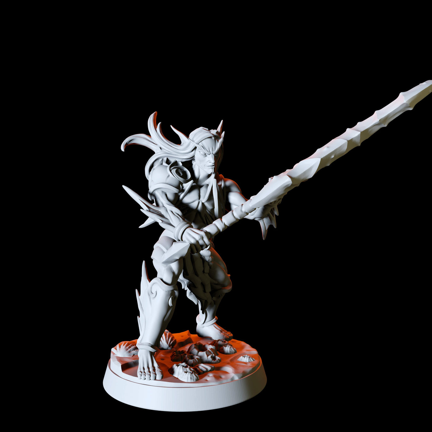 Sea Elf Army - Six Fighters Miniature for Dungeons and Dragons, Pathfinder or other TTRPGs