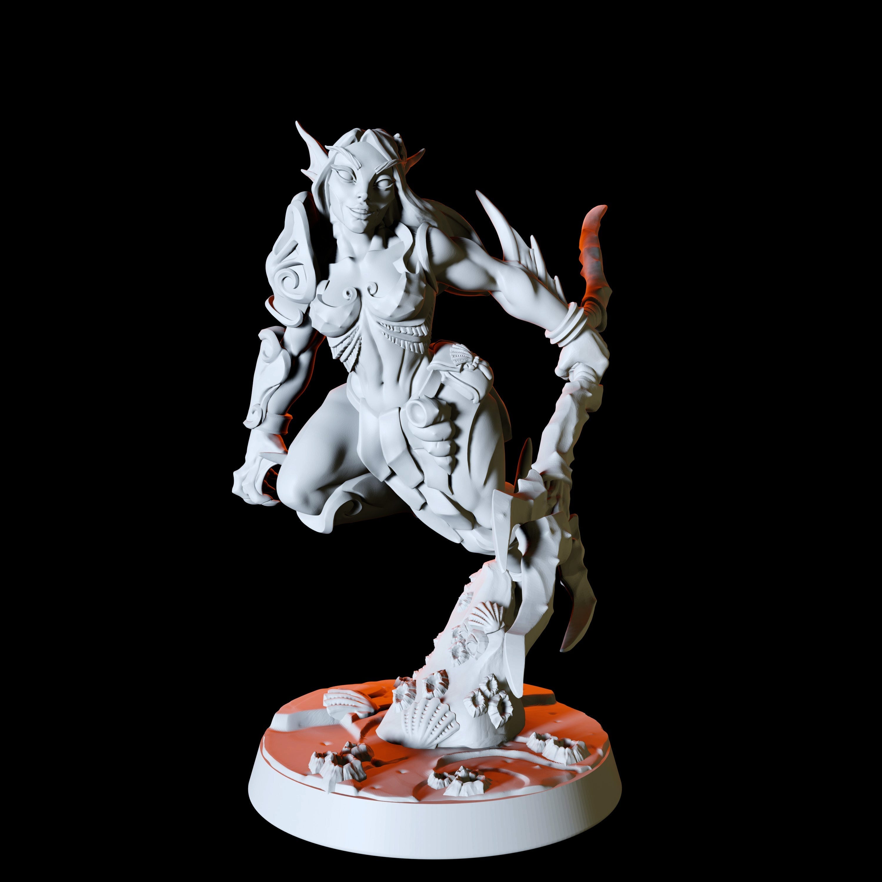 Six Sea Elf or Merfolk Miniatures for Dungeons and Dragons - Myth Forged