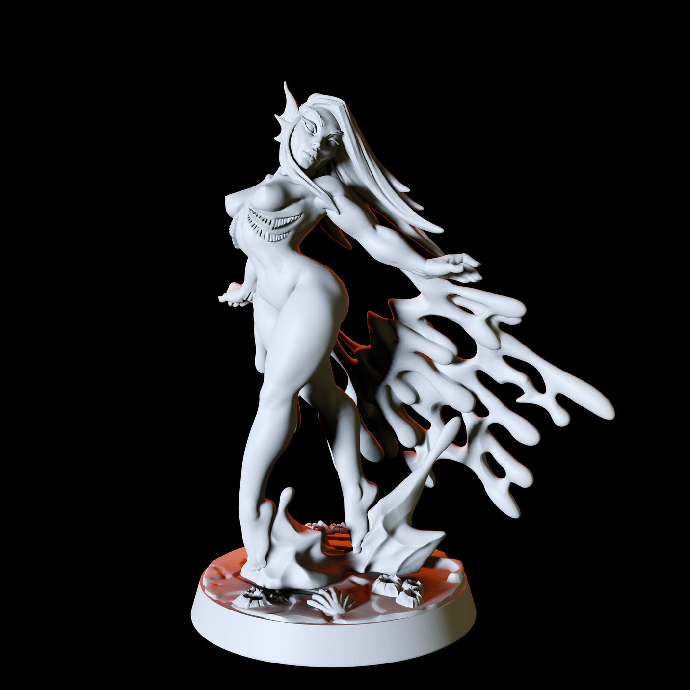 Sea Elf Pinup Miniature for Dungeons and Dragons, Pathfinder or other TTRPGs