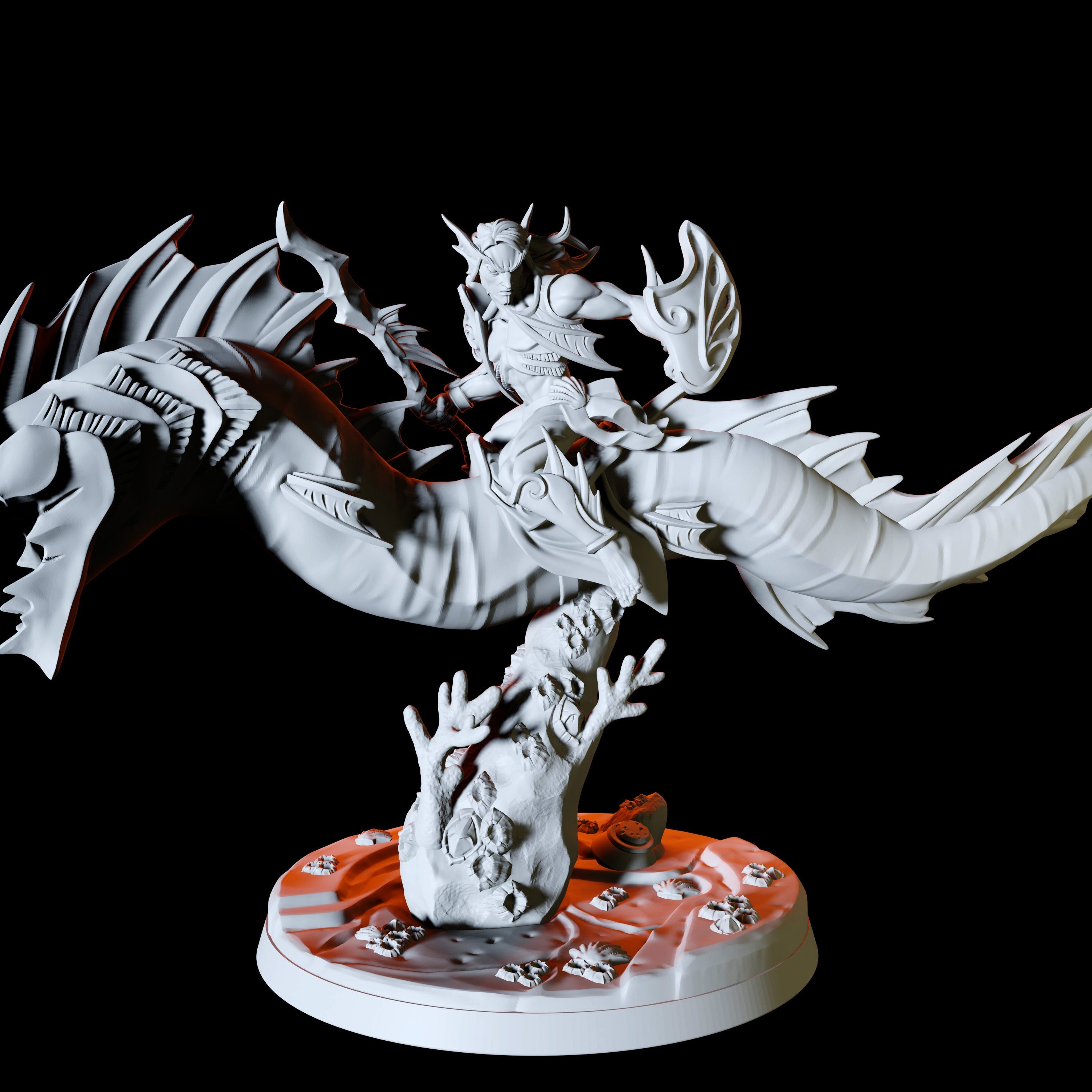 Sea Elf Rider Miniature for Dungeons and Dragons - Myth Forged