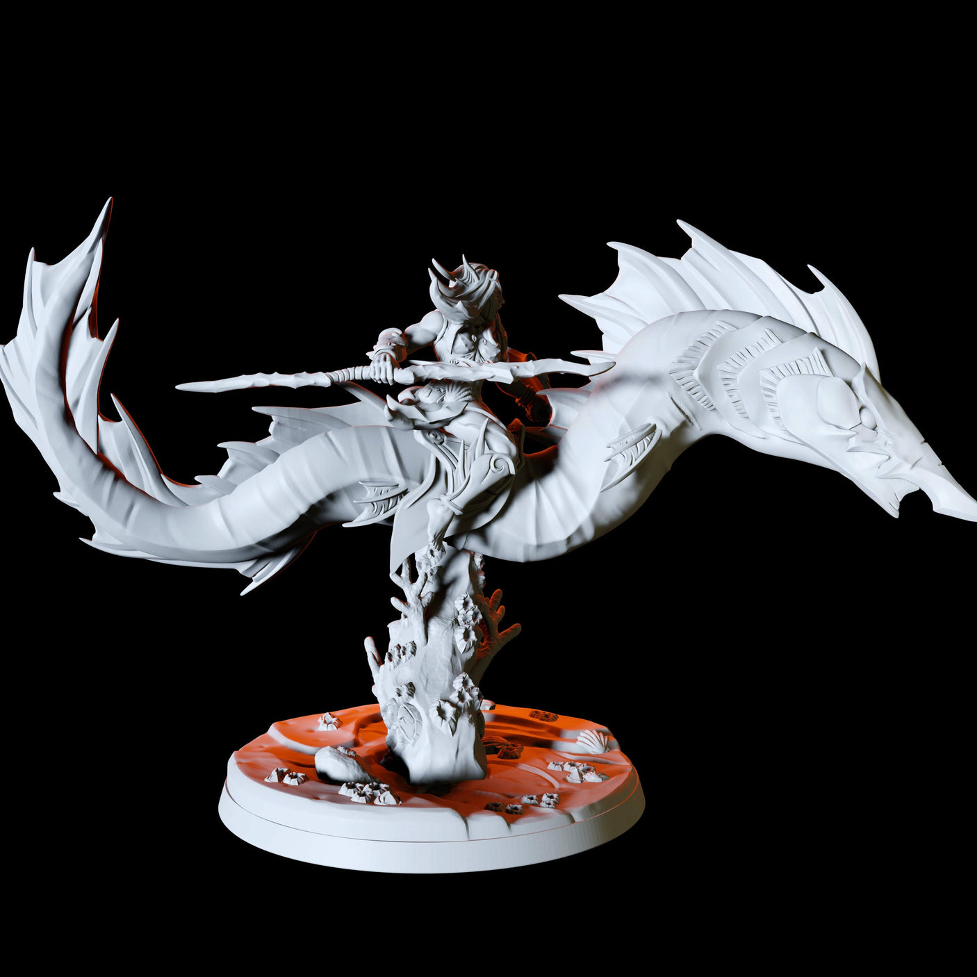 Sea Elf Rider Type C Miniature for Dungeons and Dragons, Pathfinder or other TTRPGs