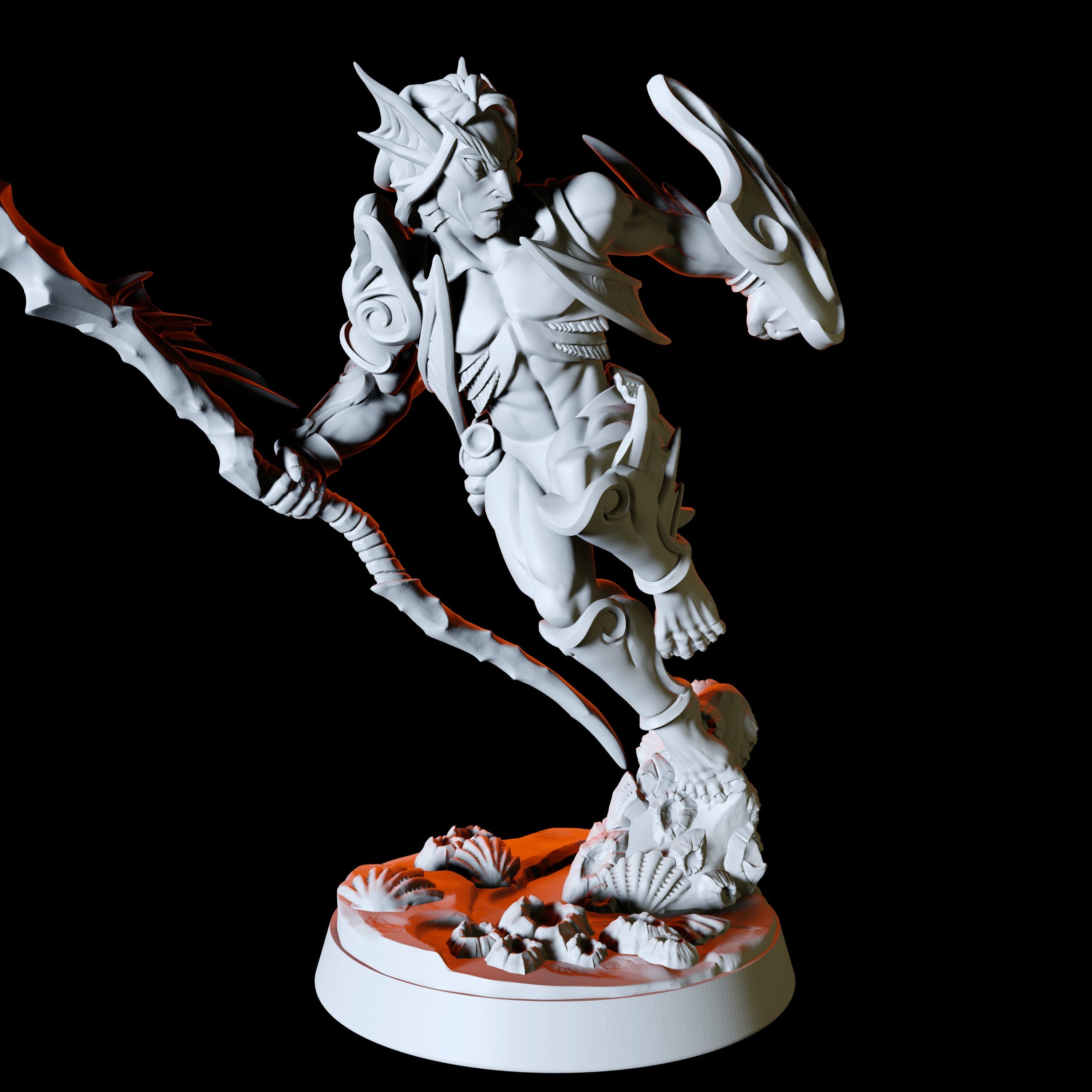 Sea Elf or Merfolk Miniature for Dungeons and Dragons - Myth Forged