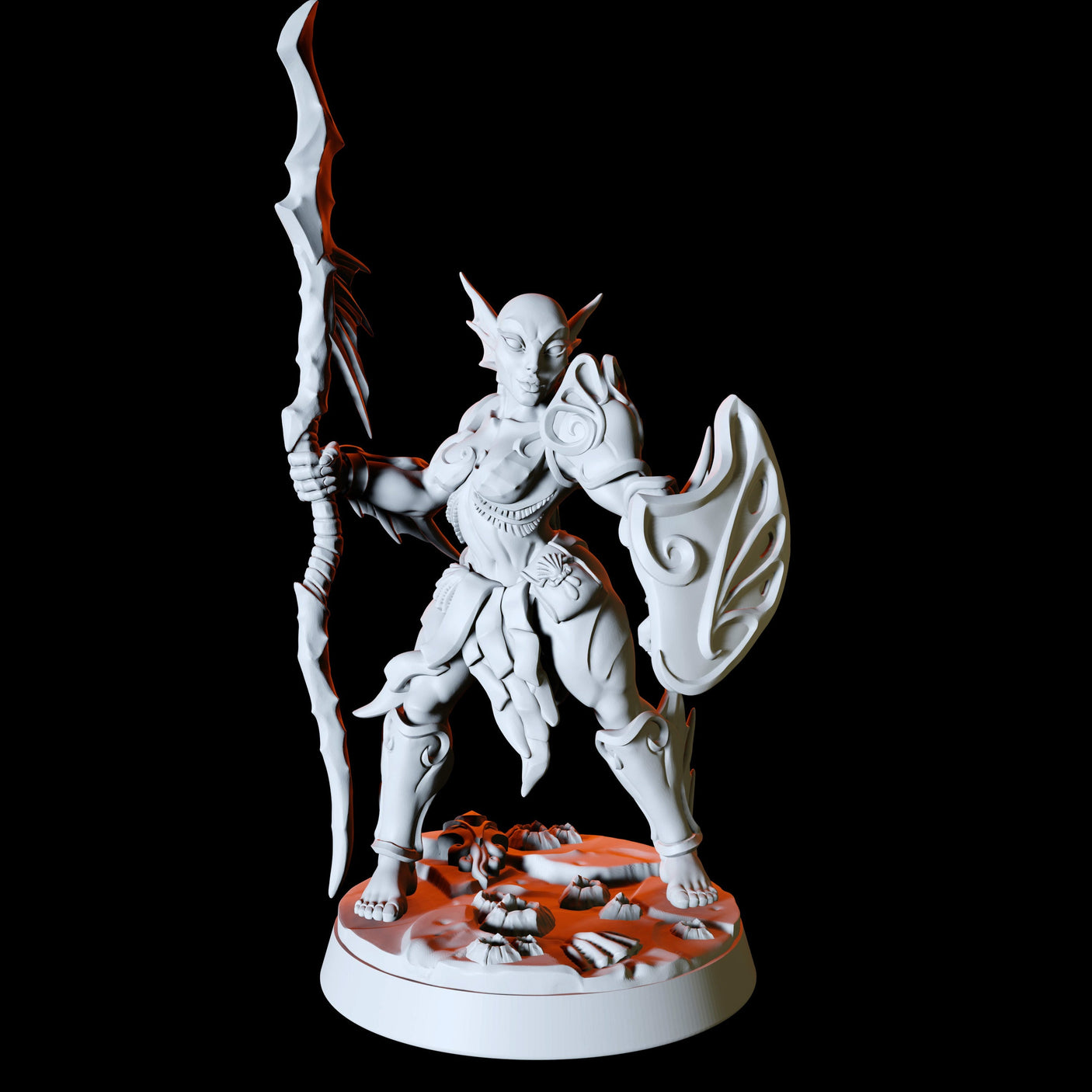 Sea Elf with spear and shield Miniature for Dungeons and Dragons, Pathfinder or other TTRPGs