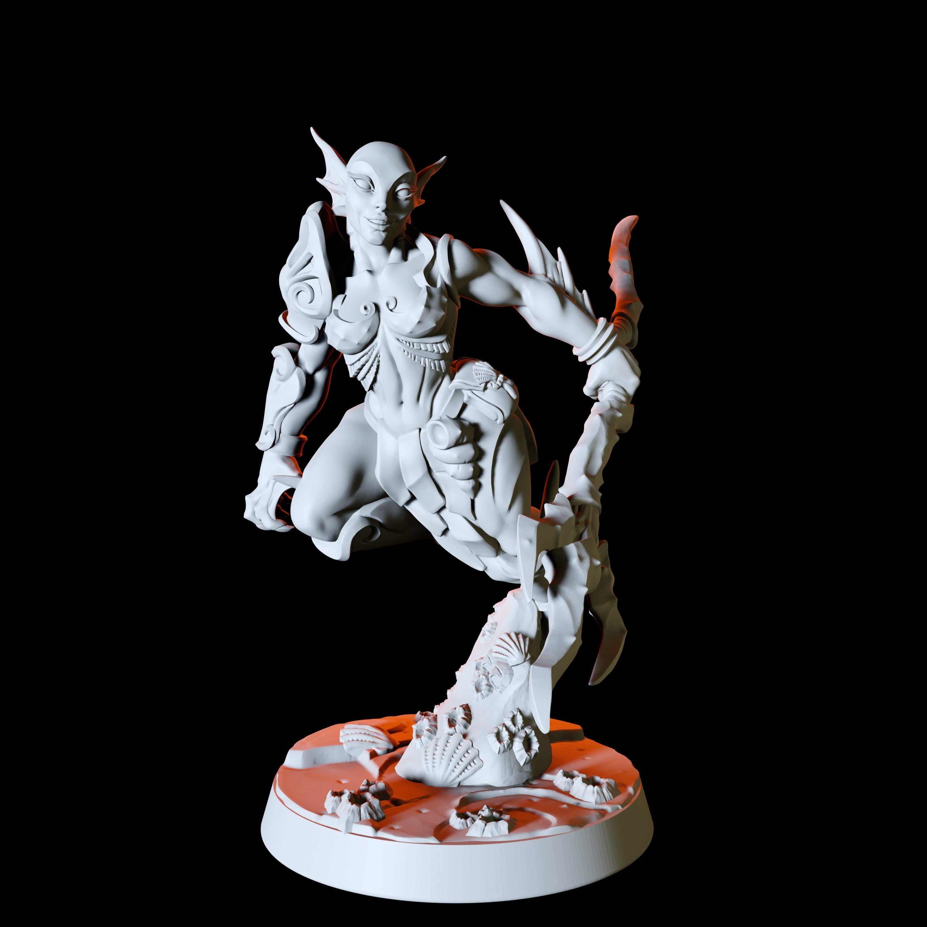 Sea Elf or Merfolk Miniature for Dungeons and Dragons - Myth Forged