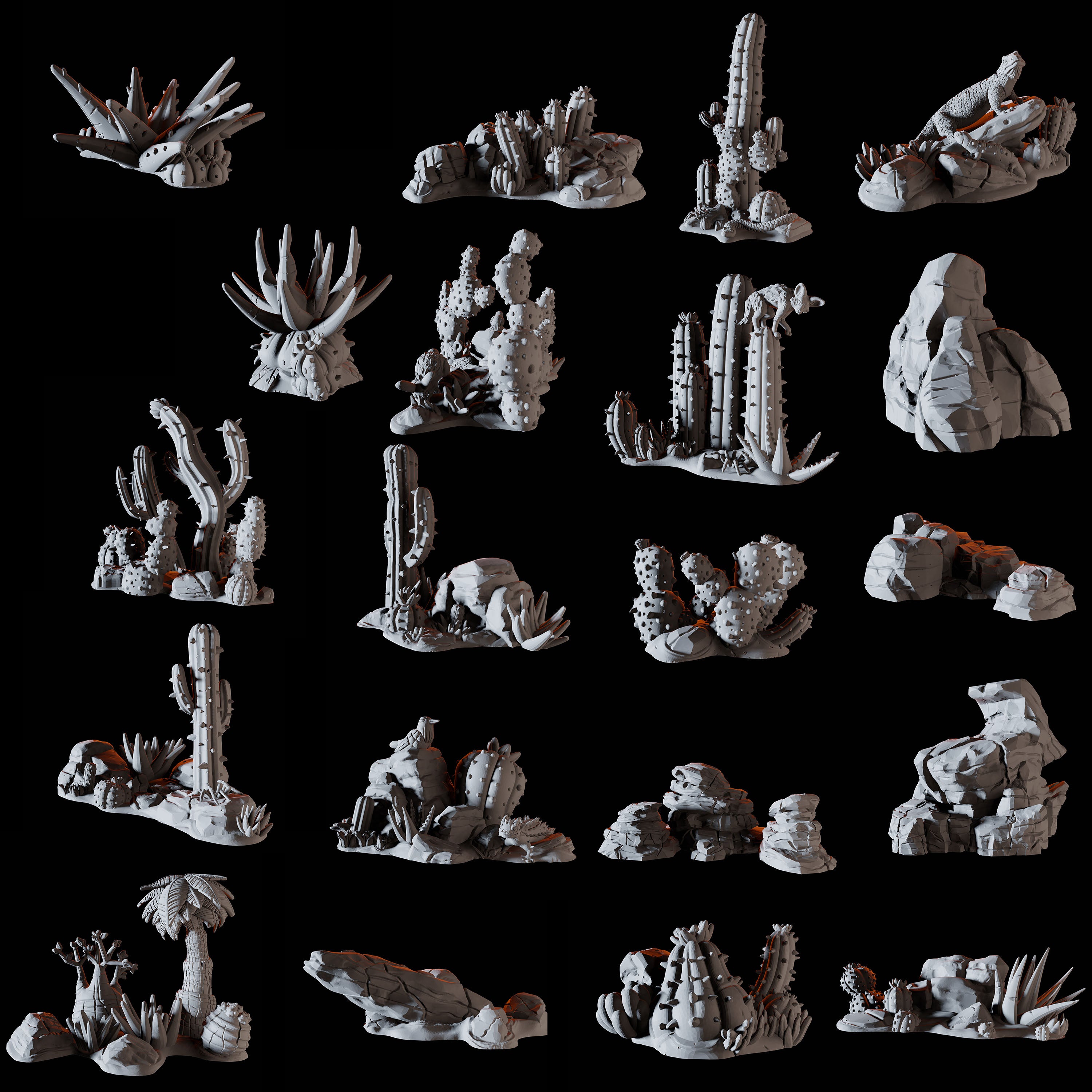 18 Desert Scatter Terrain Pieces - Miniature for Dungeons and Dragons - Myth Forged