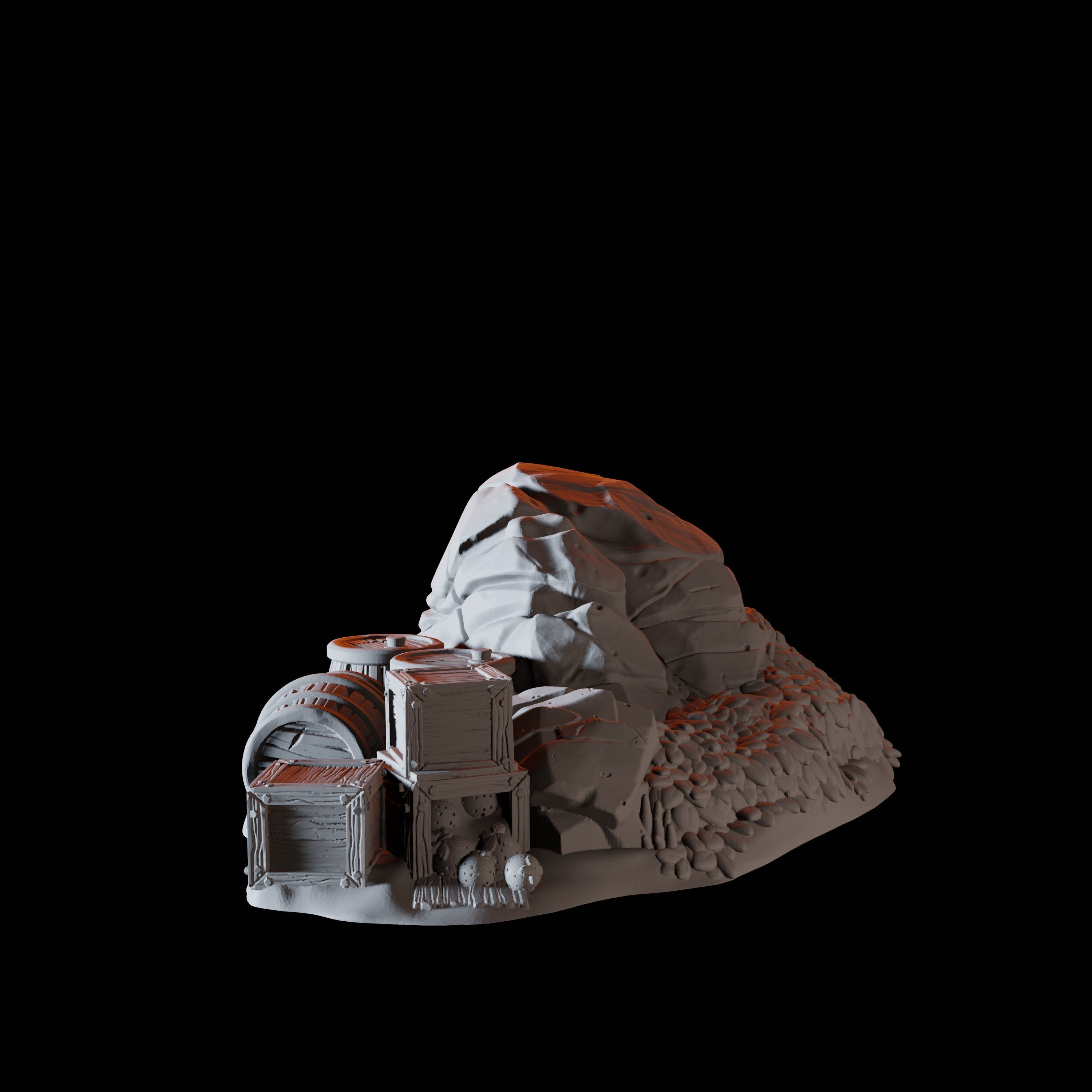Supplies on a shoreline - Coastal Terrain Miniature for Dungeons and Dragons - Myth Forged