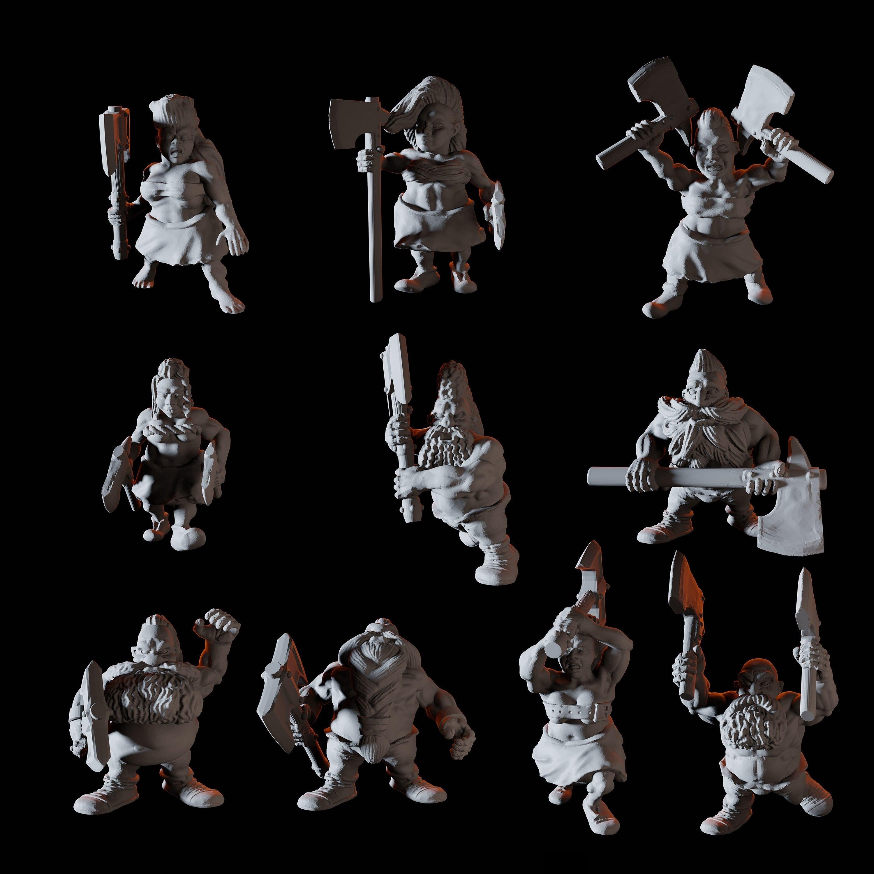 Ten Dwarf Barbarians Miniatures for Dungeons and Dragons - Myth Forged