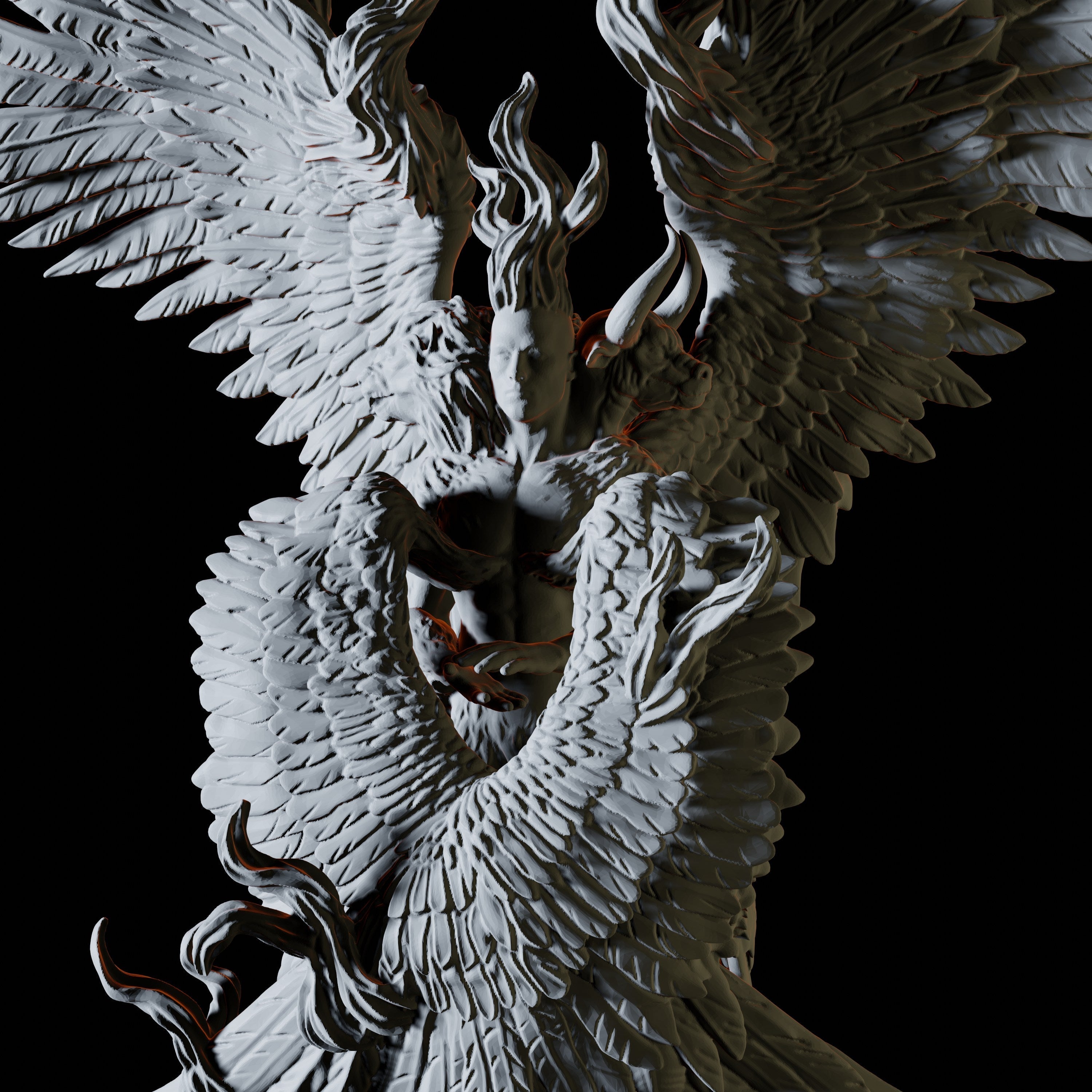 Three Headed Celestial Miniature for Dungeons and Dragons - Myth Forged