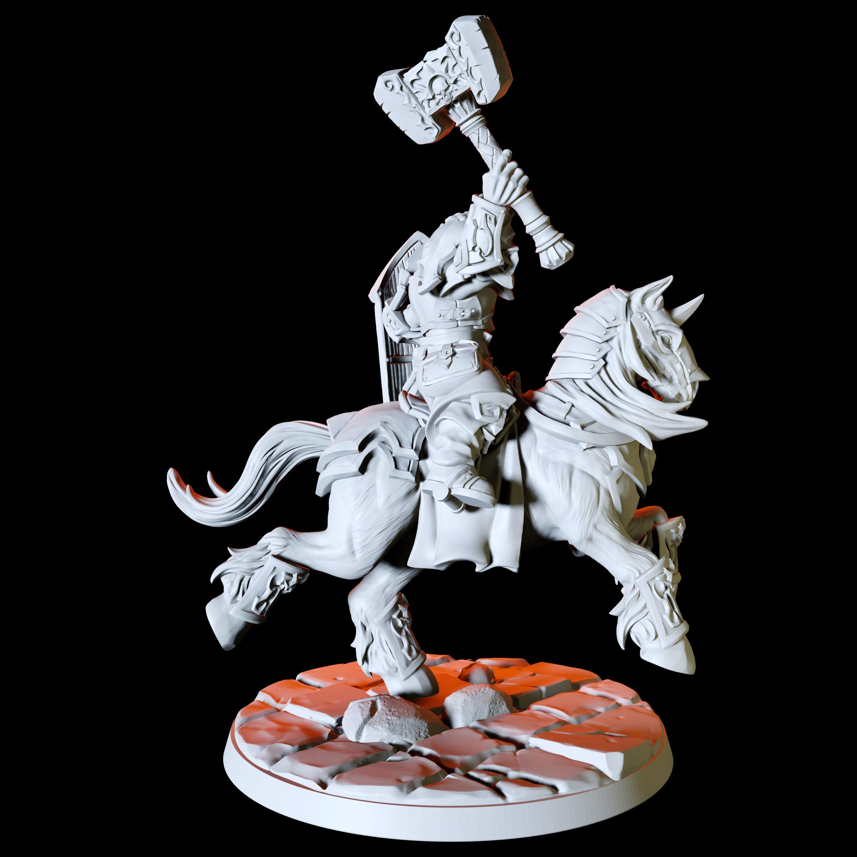 Three Mounted Paladin Knight Miniatures for Dungeons and Dragons - Myth Forged