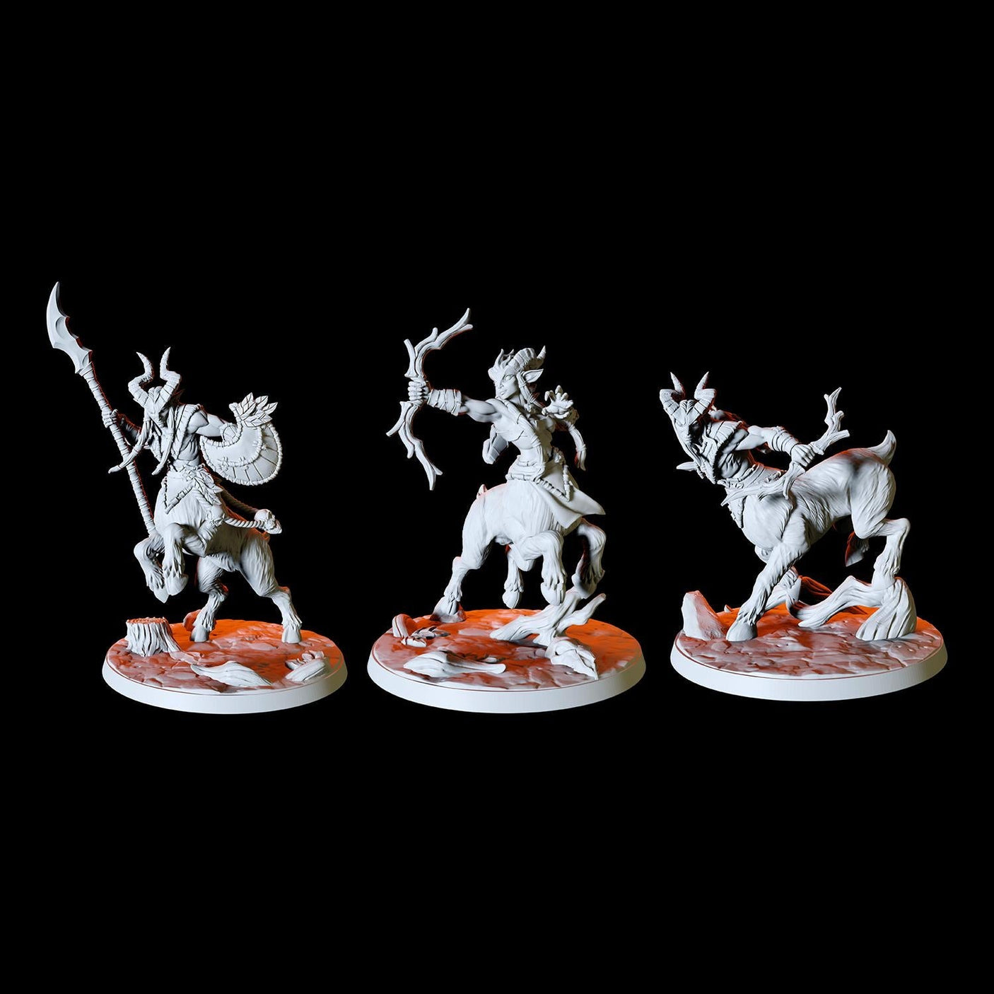 Three Woodland Centaurs Miniature for Dungeons and Dragons, Pathfinder or other TTRPGs