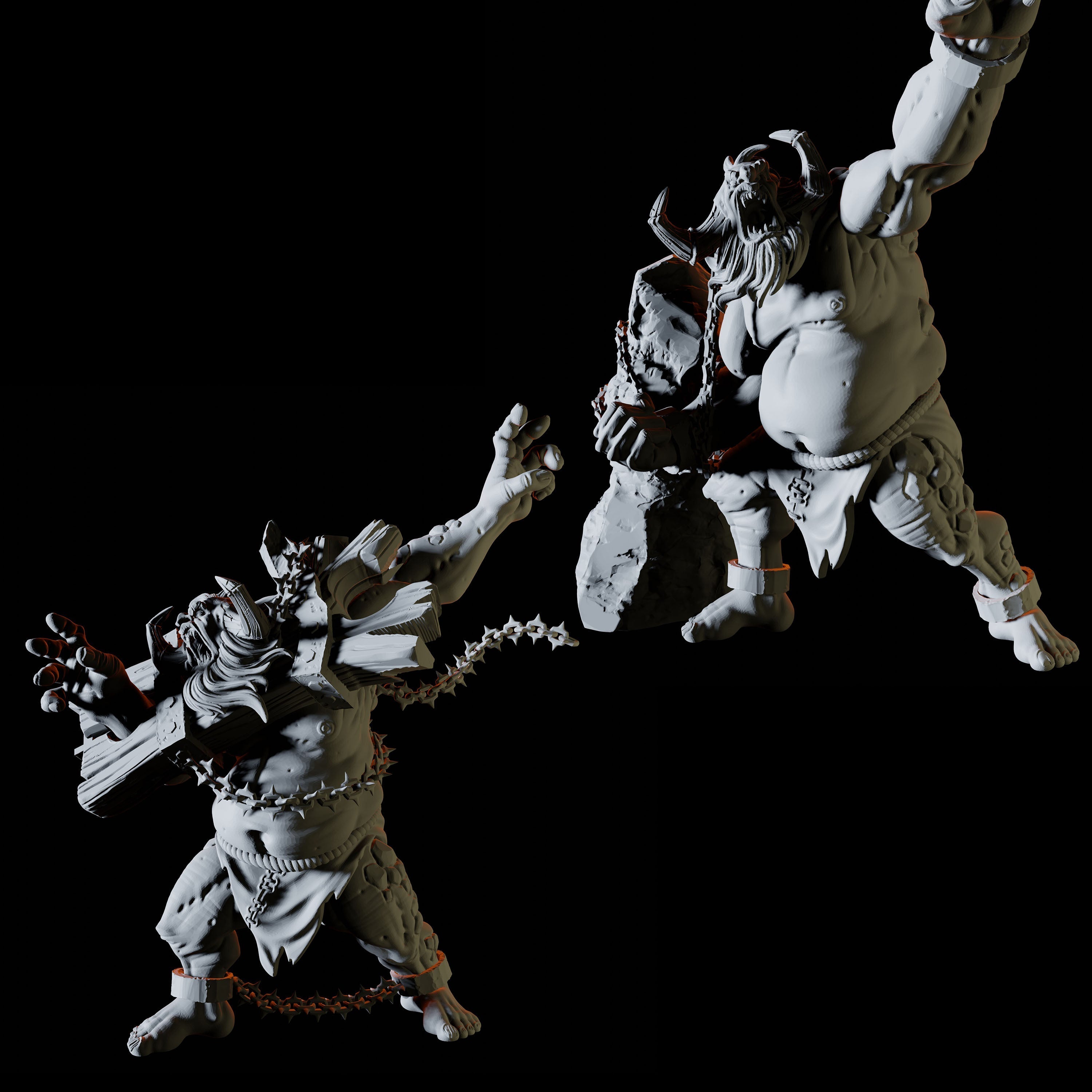 Two Chained Trolls Miniatures for Dungeons and Dragons - Myth Forged
