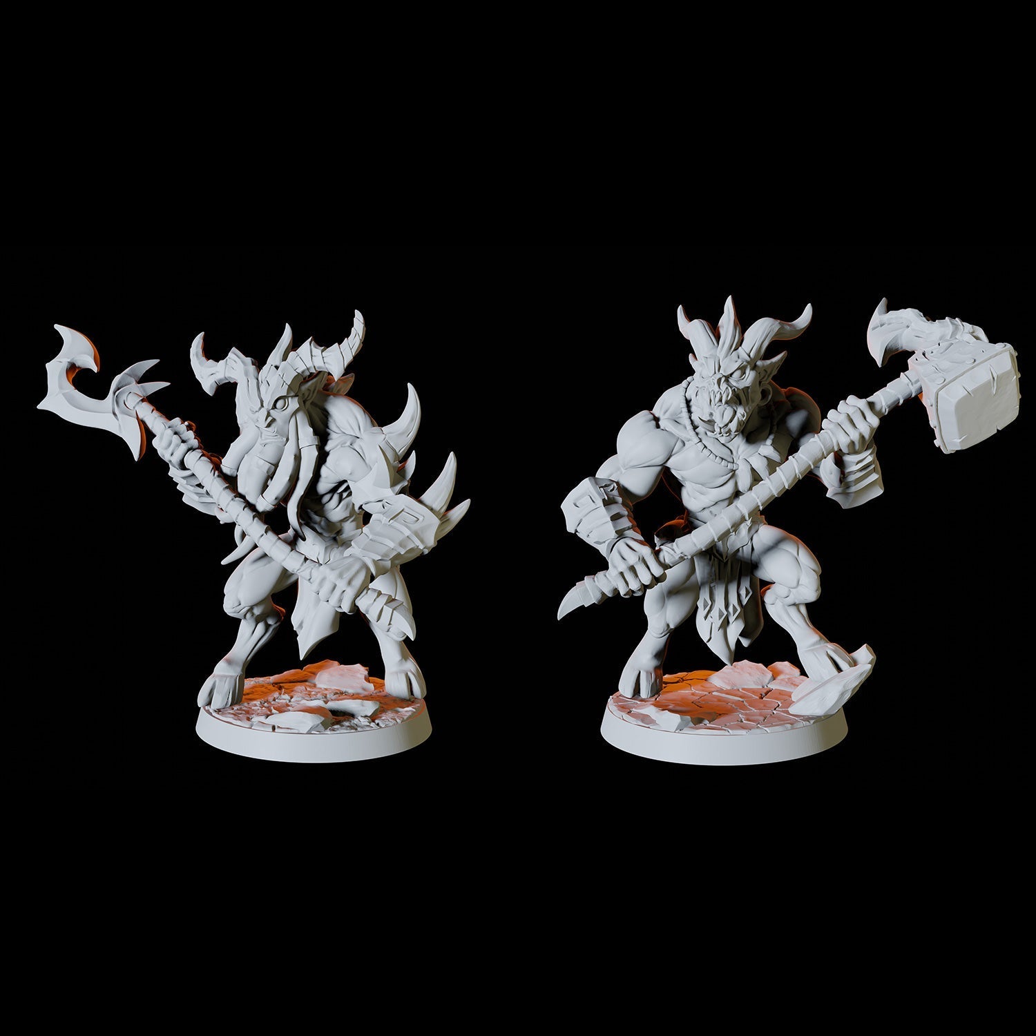 Two Demonic Warrior Miniatures for Dungeons and Dragons - Myth Forged