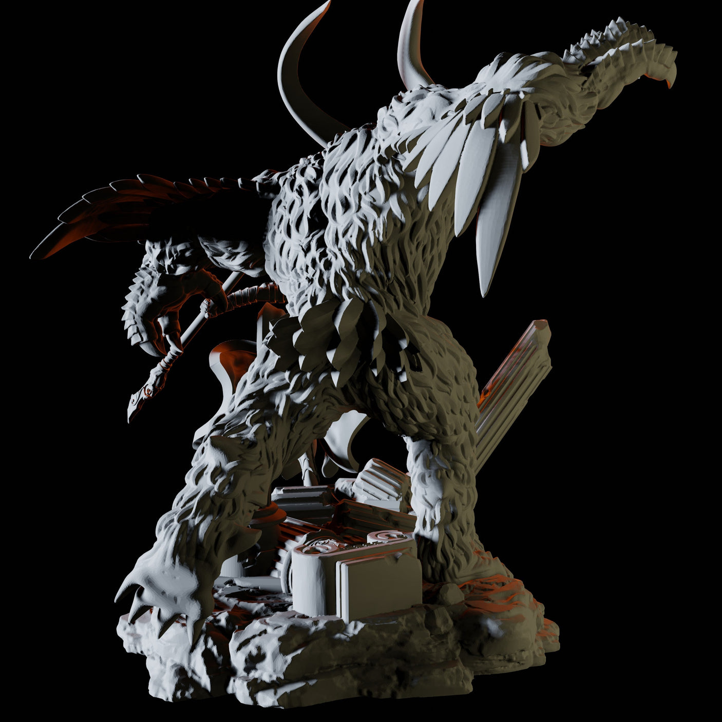 Warrior with Owlbear Companion Miniature for Dungeons and Dragons, Pathfinder or other TTRPGs