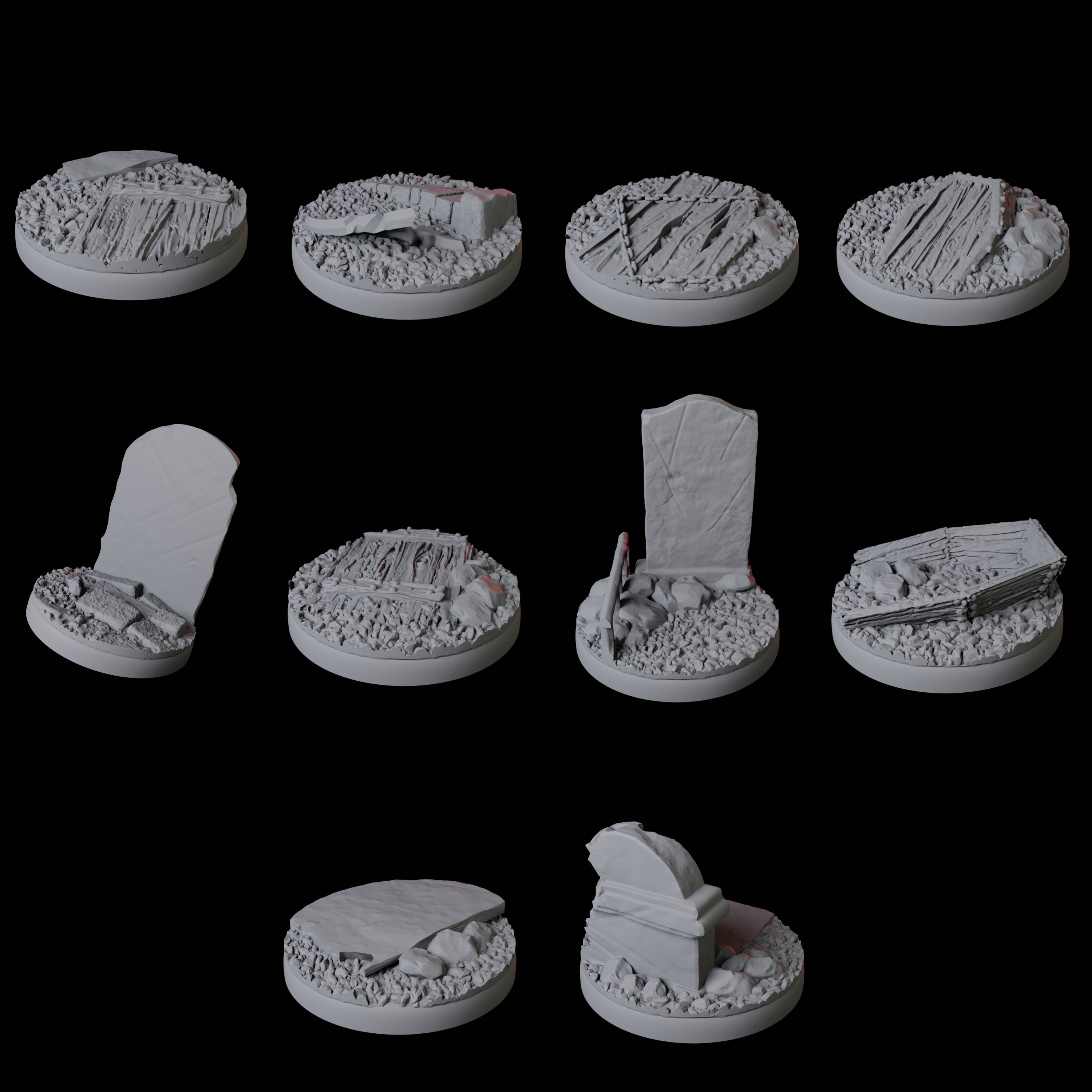 Ten 25mm Graveyard Circle Bases for Dungeons and Dragons - Myth Forged