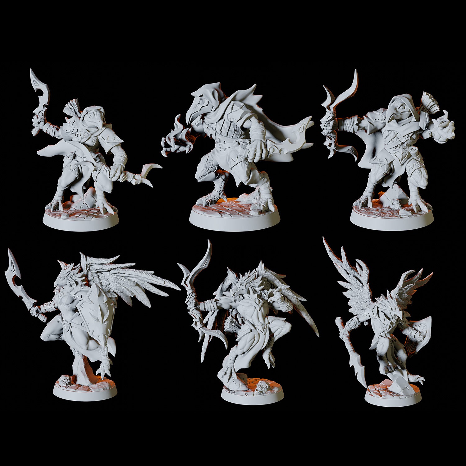 Aarakocra Miniatures for Dungeons and Dragons - Six Soldiers