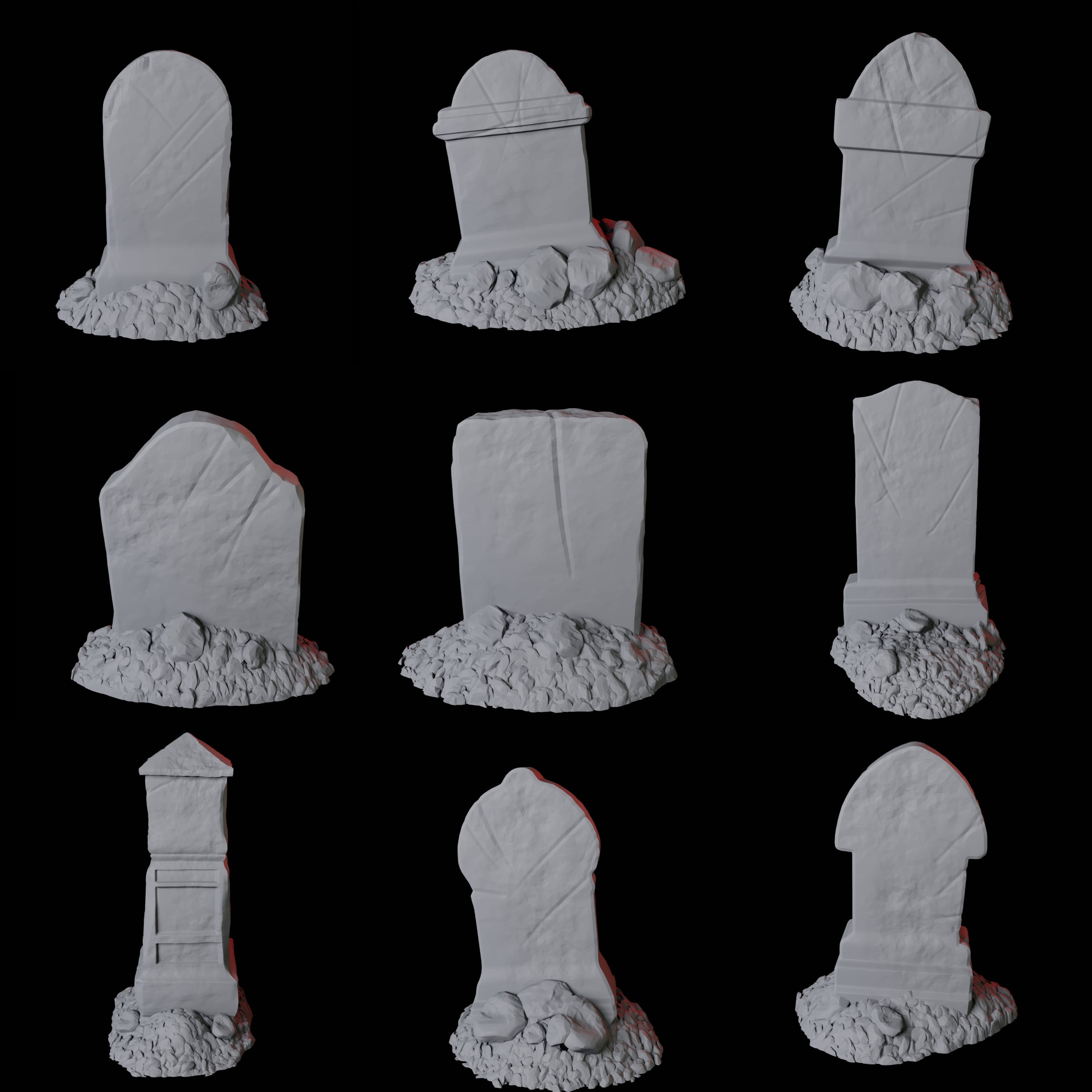9 Tombstones - Scatter Terrain Miniature for Dungeons and Dragons - Myth Forged