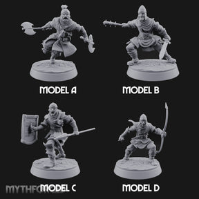 Muster Roll Misfits Human Soldiers — All · Twin Axes + Spiked Mace & Sword + Spear & Tower Shield + Bow & Dagger