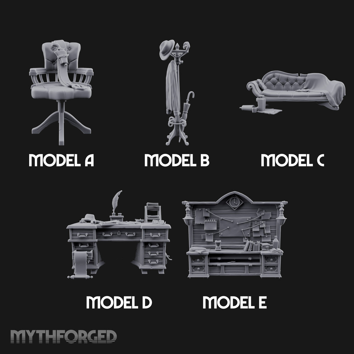 Case Files Still Pinned Wooden Investigator Office Furniture Set — All