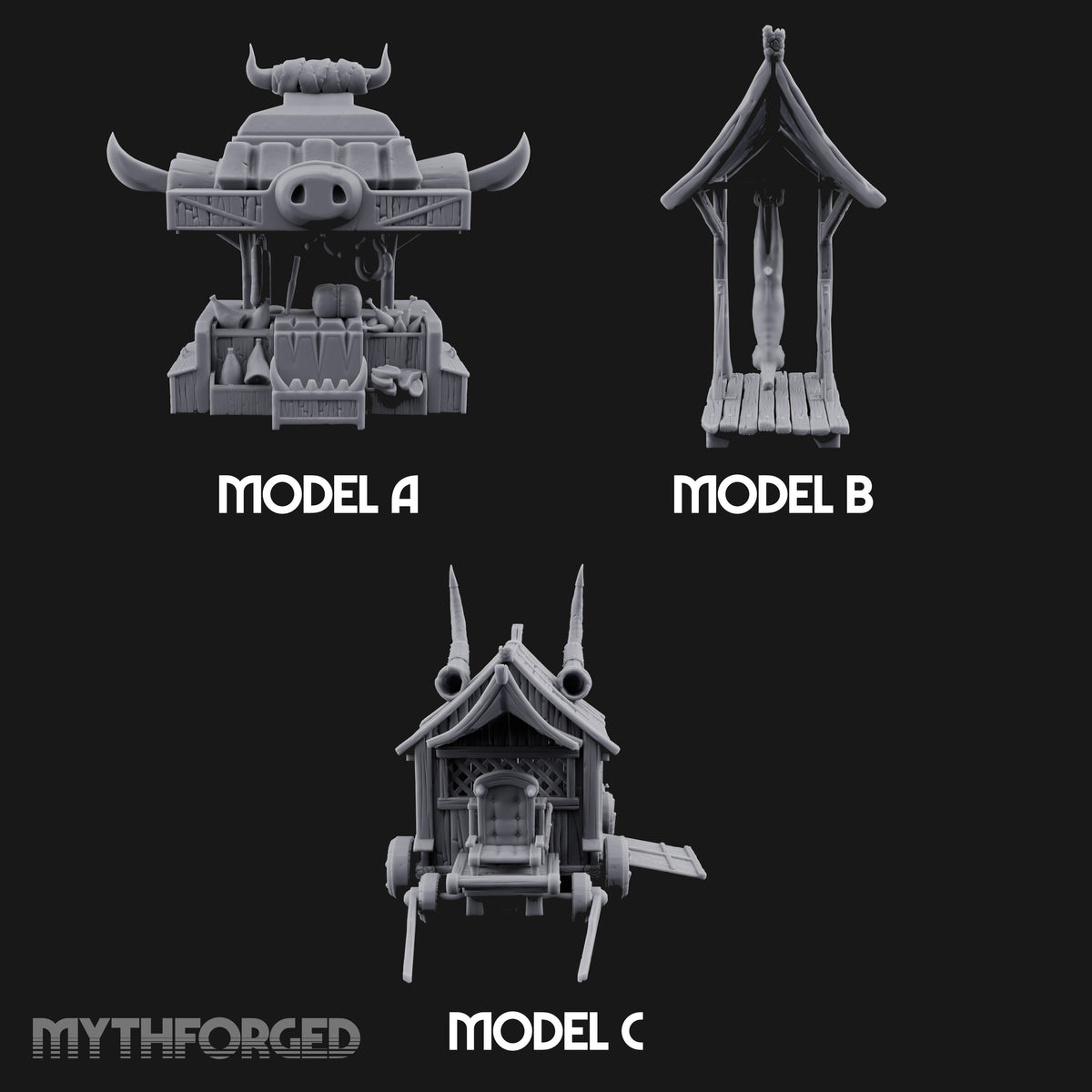 Carcass Hangs, Customers Gather Orc Butcher Market Terrain Set — All