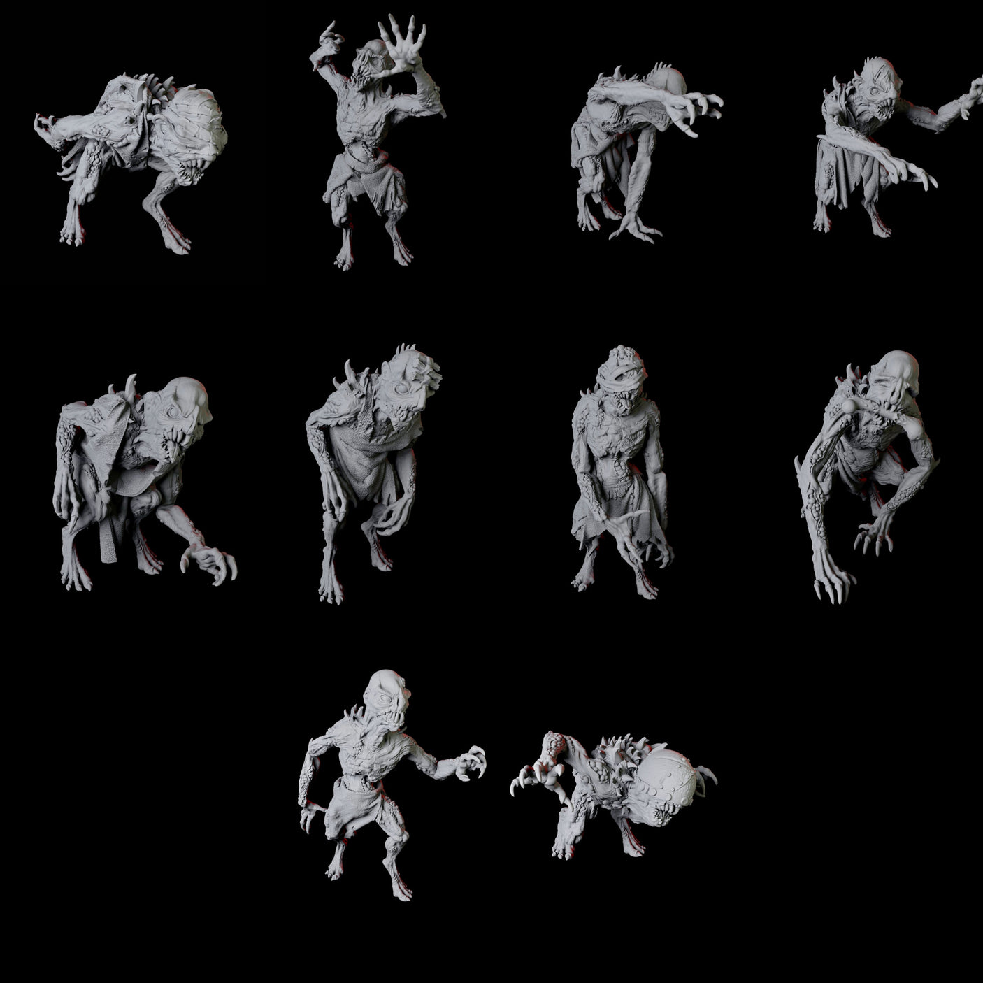 10 Ghouls Miniature for Dungeons and Dragons, Pathfinder or other TTRPGs