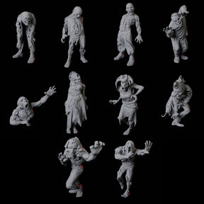 10 Zombies Miniature for Dungeons and Dragons, Pathfinder or other TTRPGs