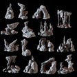 15 Cave Scatter Terrain Miniatures Miniature for Dungeons and Dragons, Pathfinder or other TTRPGs