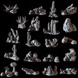 18 Desert Scatter Terrain Miniatures Miniature for Dungeons and Dragons, Pathfinder or other TTRPGs