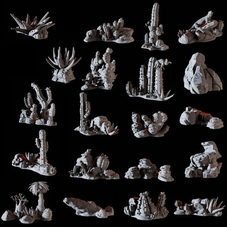 18 Desert Scatter Terrain Miniatures Miniature for Dungeons and Dragons, Pathfinder or other TTRPGs