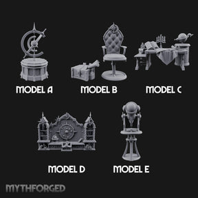 Stargazers' Study Hall Ornate Astronomer Furniture Set — All