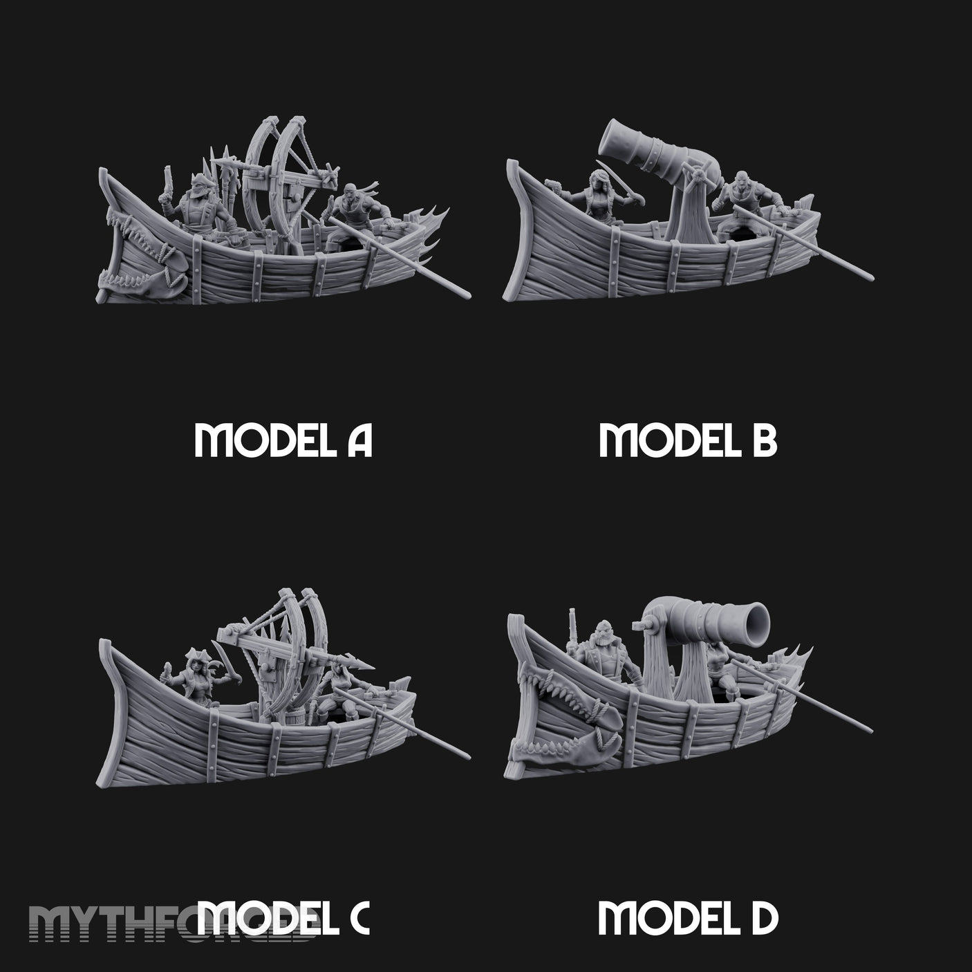 Broadside Ready Human Reaver Skiff Crews Miniature for Dungeons and Dragons, Pathfinder or other TTRPGs
