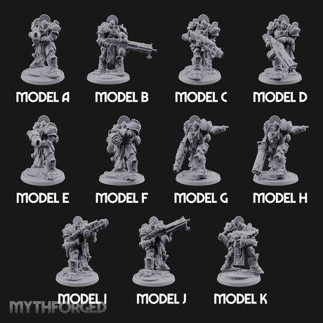 Armed to Overwhelm Human Heavy Gunners Miniature for Dungeons and Dragons, Pathfinder or other TTRPGs