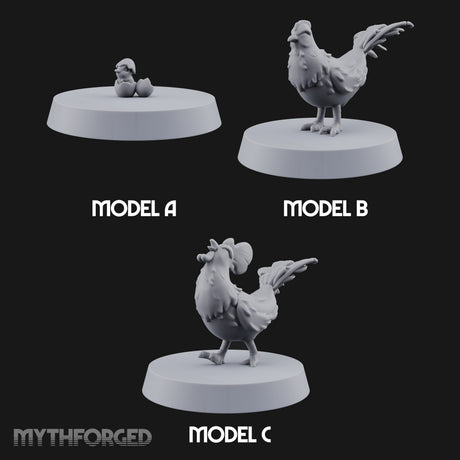 Pecking Order Barnyard Chickens Miniature for Dungeons and Dragons, Pathfinder or other TTRPGs