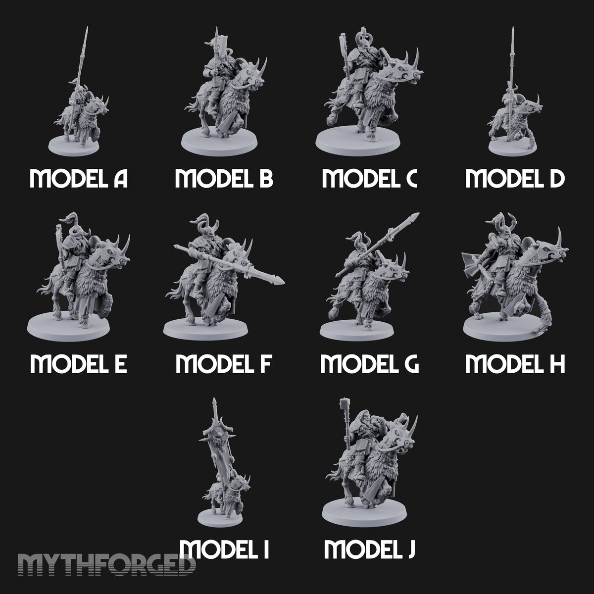 Hooves Thunder, Horns Gleam Human Horned Cavalry Warriors — All