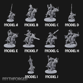 Hooves Thunder, Horns Gleam Human Horned Cavalry Warriors — All