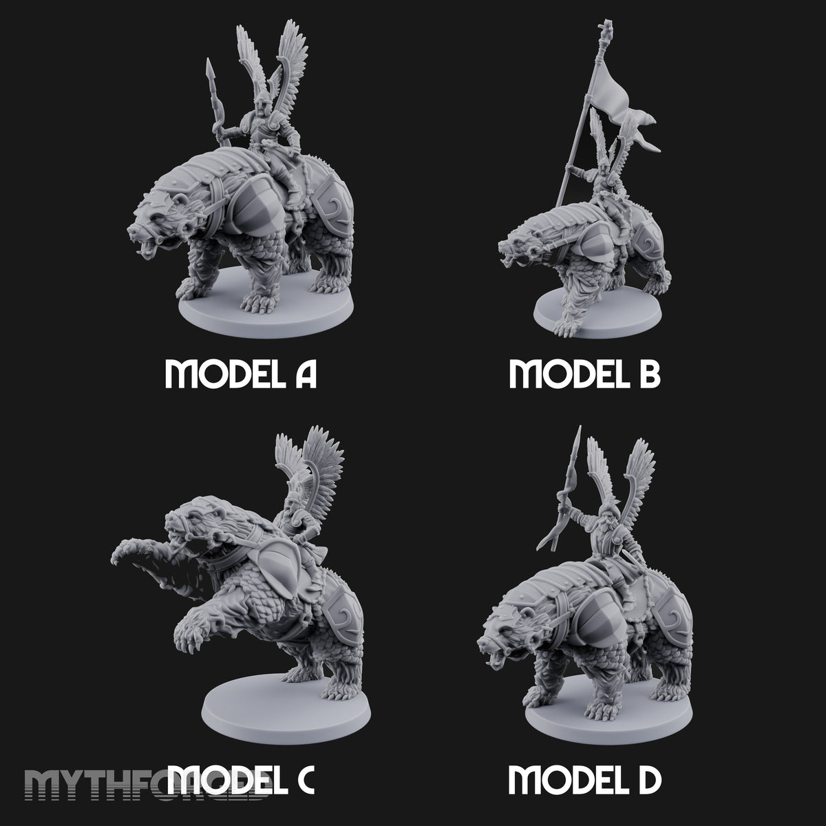 Winged Hussars, Armoured Bruin Dwarf Bear Riders — All