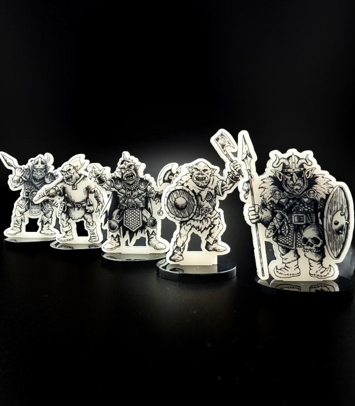 Goblin Horde 2D Acrylic Miniatures Miniature for Dungeons and Dragons, Pathfinder or other TTRPGs