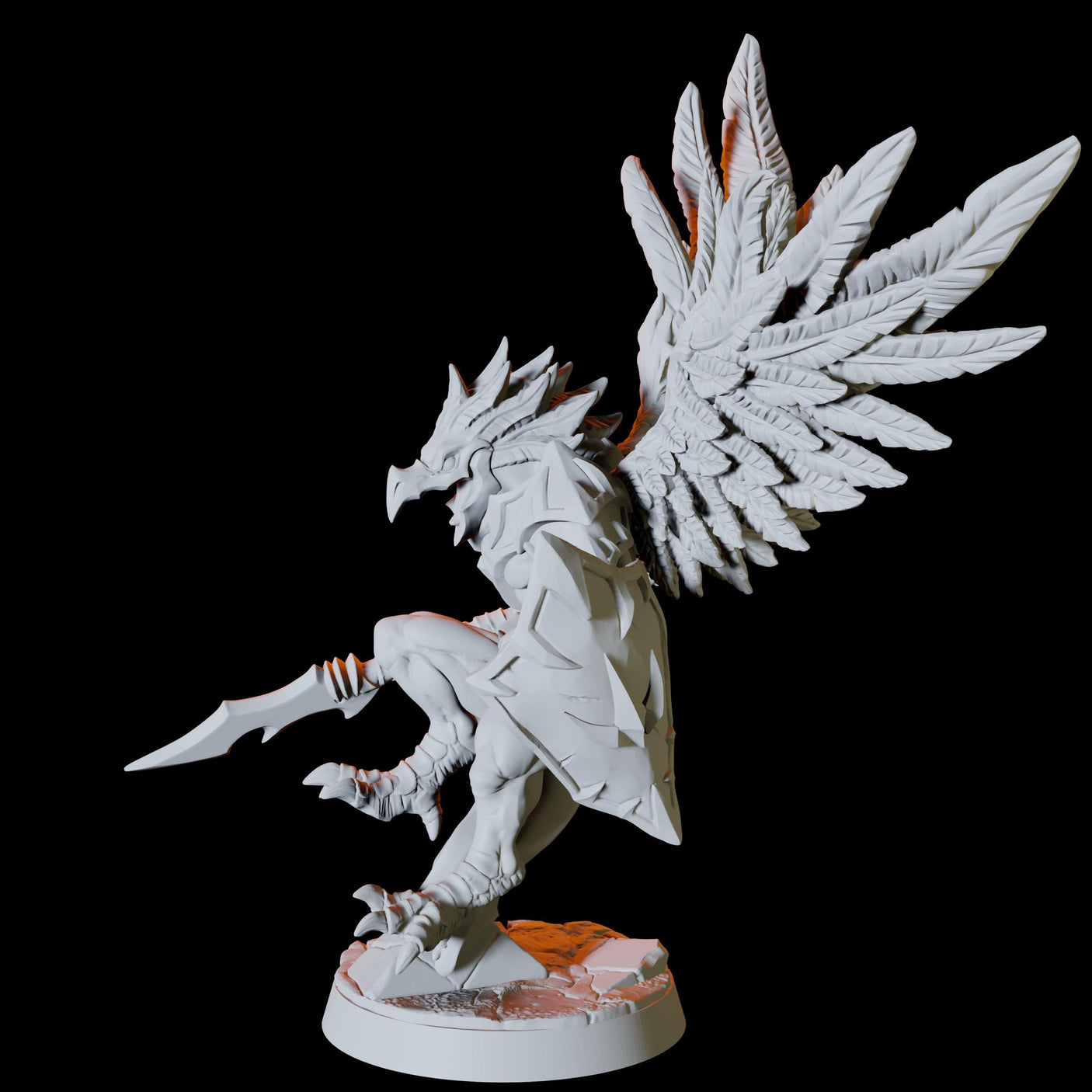 Aarakocra Fighter with Spear and Shield Miniature for Dungeons and Dragons, Pathfinder or other TTRPGs