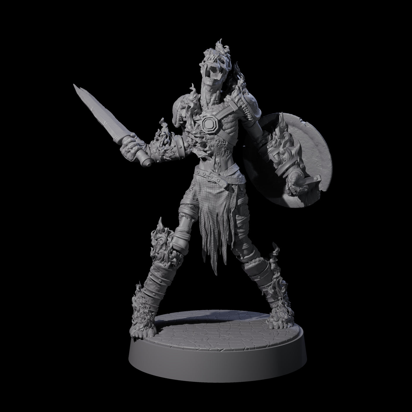 Ablaze Skeleton Thrall H Miniature for Dungeons and Dragons, Pathfinder or other TTRPGs