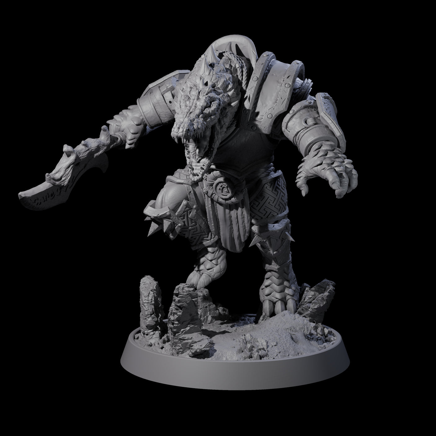 Aggressive Crocodilian Lizardfolk L Miniature for Dungeons and Dragons, Pathfinder or other TTRPGs