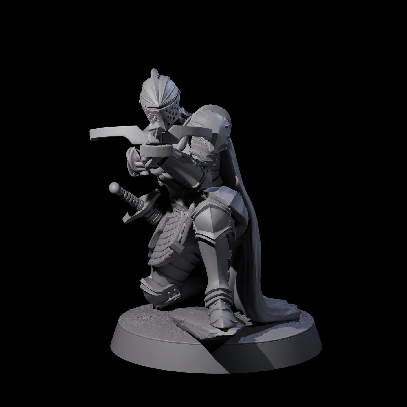 Aiming Militia Crossbowman A Miniature for Dungeons and Dragons, Pathfinder or other TTRPGs