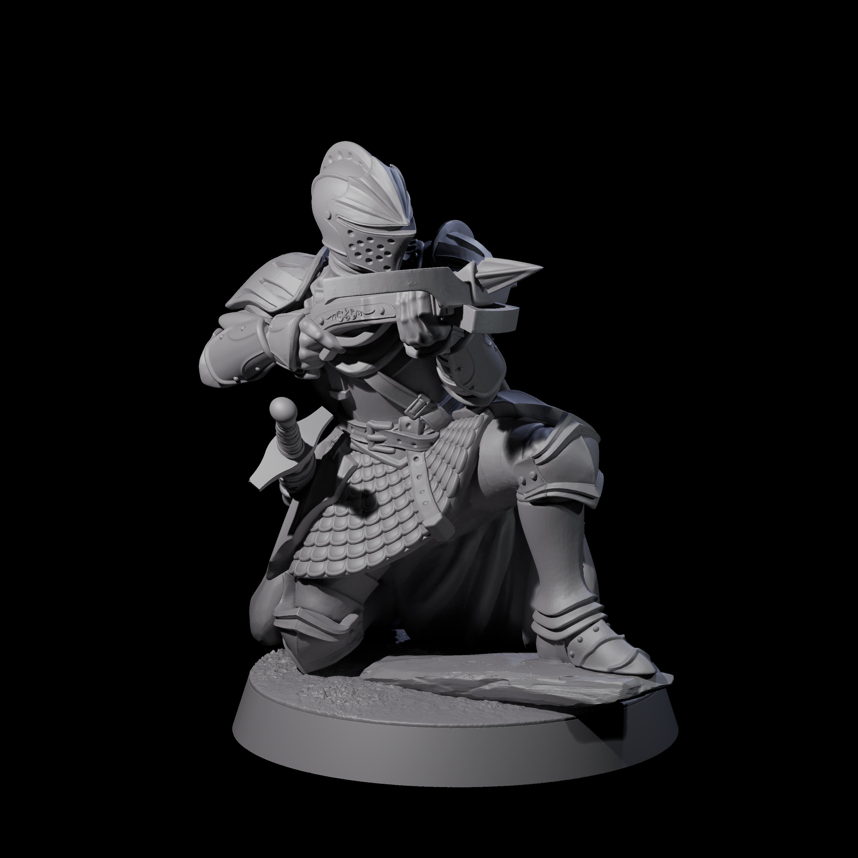 Aiming Militia Crossbowman A Miniature for Dungeons and Dragons, Pathfinder or other TTRPGs